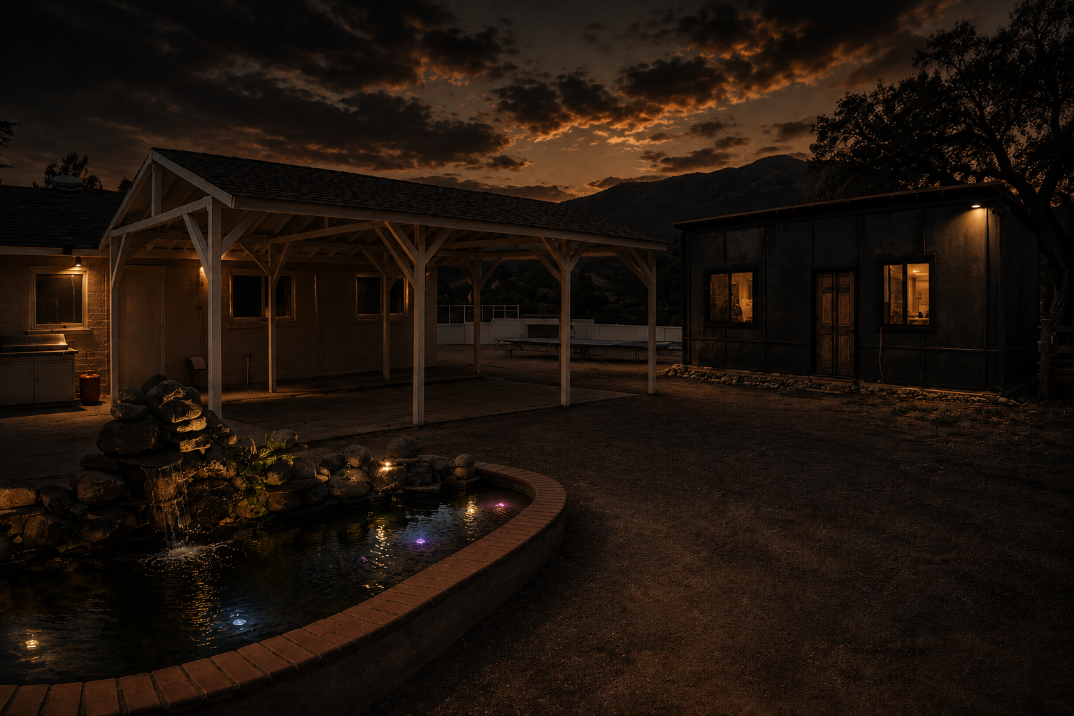 Ranch contractor working at golden hour
